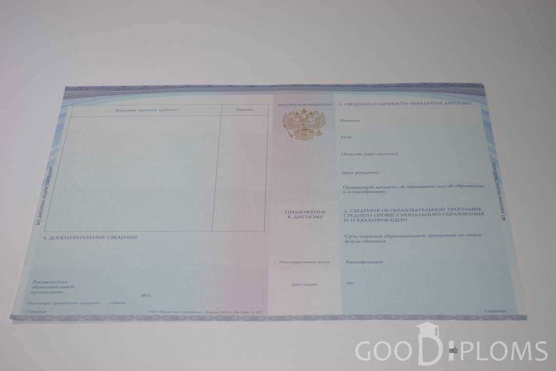 Приложение к Диплому Техникума с Отличием в период c 2014 по 2025 год - Санкт-Петербург